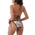 thumbnail image 4 of Salouo Christmas Snowman With Hat Pattern Women's Sexy Bikini Set,String Two Piece Swimsuit V Neck Swimwear Self Tie Spaghetti Straps Bathing Suits -Small, 4 of 6