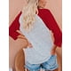 thumbnail image 4 of Sonducket Camiseta de mezcla de algodón con cuello redondo, camisetas informales de manga 3/4, camiseta interior holgada informal de manga 3/4, ropa Prendas para la parte del cuerpo Manga 3/4 roja SG, 4 of 6