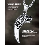 FaithHeart Wolf Tooth Necklace for Men Punk Tribal Fang Totem Amulet Pendant Necklace Animals Protectoion Jewelry Christmas Jewelry Gift for Son Brother Christmas