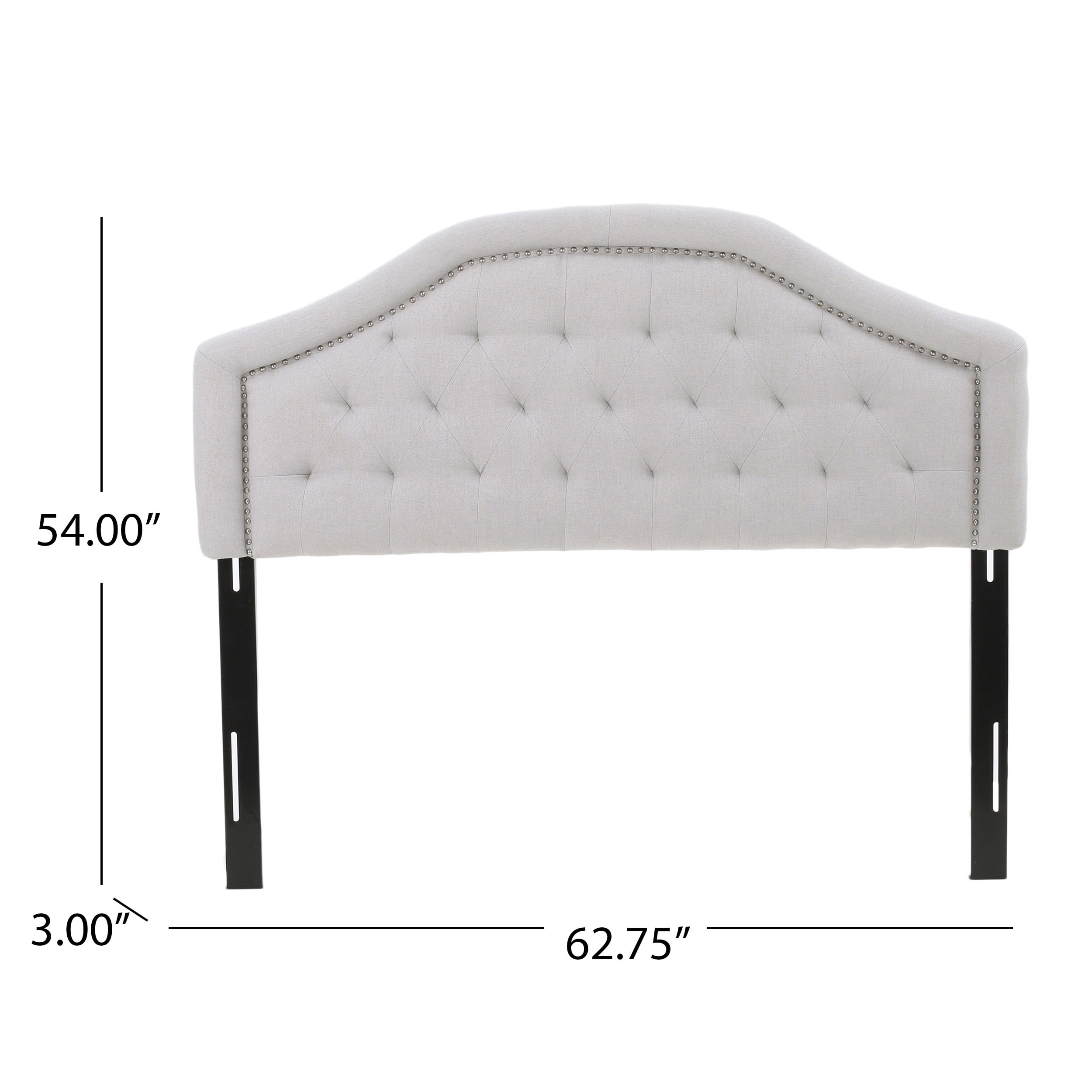 Ellsa Fabric Upholstered Full/Queen Headboard, Light Gray and Black
