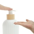thumbnail image 3 of Unique Bargains 1 Pc Durable Round Bottom Vertical Stripe Soap Dispenser 13.53oz White, 3 of 6