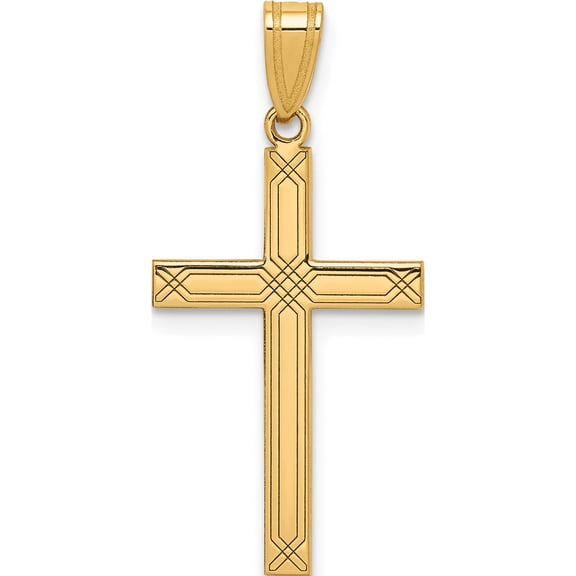 14K Yellow Gold Cross Pendant (29 X 15) Made In United States xr545