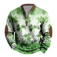 thumbnail image 5 of Penkiiy Mens St. Patrick's Day Irish Print 1/4 Zipper Collar Sweatshirt 2XL Multicolor, 5 of 5