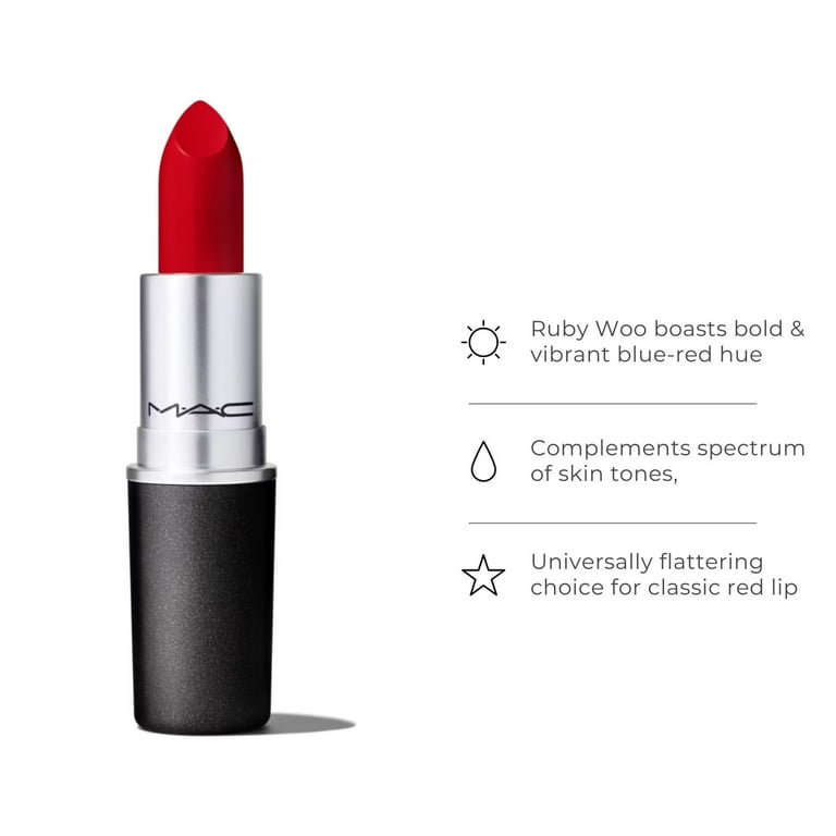 Mac Retro Matte Lipstick Ruby Woo Very Matte Vivid Blue Red 0.1 oz