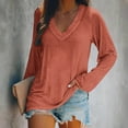 thumbnail image 3 of STETMN Women's V Neck Plain Top Loose Long Sleeve Layer T-Shirt Fall Lightweight Trendy Shirt, 3 of 4