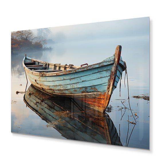 Designart "Boat peaceful Waterscapes I" Transportation Metal Wall Decor