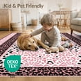 thumbnail image 4 of ODIKA Pink Leopard Cheetah Spotted Print Bold Stripe Border Motif Zebra Stain Resistant Low Profile for Dorm Room, Small Living Apartment, 4 of 7