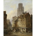 thumbnail image 2 of François Antoine Bossuet 12x14 Black Ornate Wood Framed Double Matted Museum Art Print Titled: City Motif from Roubaix, 2 of 5