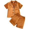 thumbnail image 1 of Toddler Baby Kids Satin Pajamas Set  Long Sleeve Button-Down Sleepwear PJs for Girls, 1 of 6