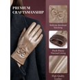 thumbnail image 3 of BadPiggies Winter PU Leather Gloves for Women, Waterproof Driving Dress Gloves with Fleece Lined Thermal Warm (Khaki), 3 of 6