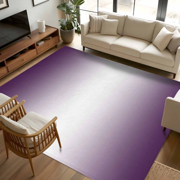 8x10 Area Rugs, Dark Purple Ombre Non-Skid Rubber Backing Large Rectangle Rugs - Living Room Bedroom Home Office, Purple White Gradient Modern Abstract Art Indoor Floor Mat Carpets Washable Rug