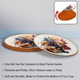 thumbnail image 4 of Fragmented Flowers Set of 6 Round Microfiber Leather Coasters, 11x11 cm/4.3x4.3 inch Drink Coasters for Table Home Decor, 4 of 6