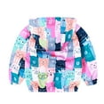 thumbnail image 3 of 1-6T Kids Girls Waterproof Windbreaker Printed Hooded Zip-up Jackets Lined Rain Jackets - Blue Cat, 3 of 7