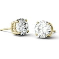 thumbnail image 4 of Charles & Colvard 14K Yellow Gold Moissanite 6.5mm Round Stud Earrings 2.00cttw DEW, 4 of 6