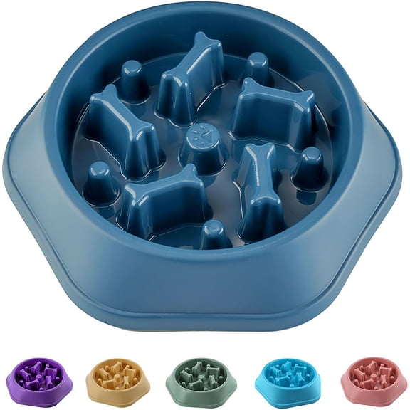 Slow Feeder Dog Bowl Agooga Anti Gulping Healthy Eating Interactive Bloat Stop Fun Alternative Non Slip Dog Slow Food Feeding Pet Slow Eating Healthy Design for Small Medium Size Dogs(Blue)