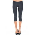 thumbnail image 4 of Cotton Spandex Capri Leggings Below Knee Plain Solid Stretchy Capris Junior Size(S-3X), 4 of 5