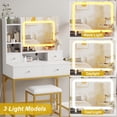 thumbnail image 4 of Qinaqin Makeup Vanity Escritorio con Mirror Charging Station LE cm de Profundidad Lights 4 Cajones 2 Abierto Shelves y Stool para Dormitorio o Studio, 4 of 5