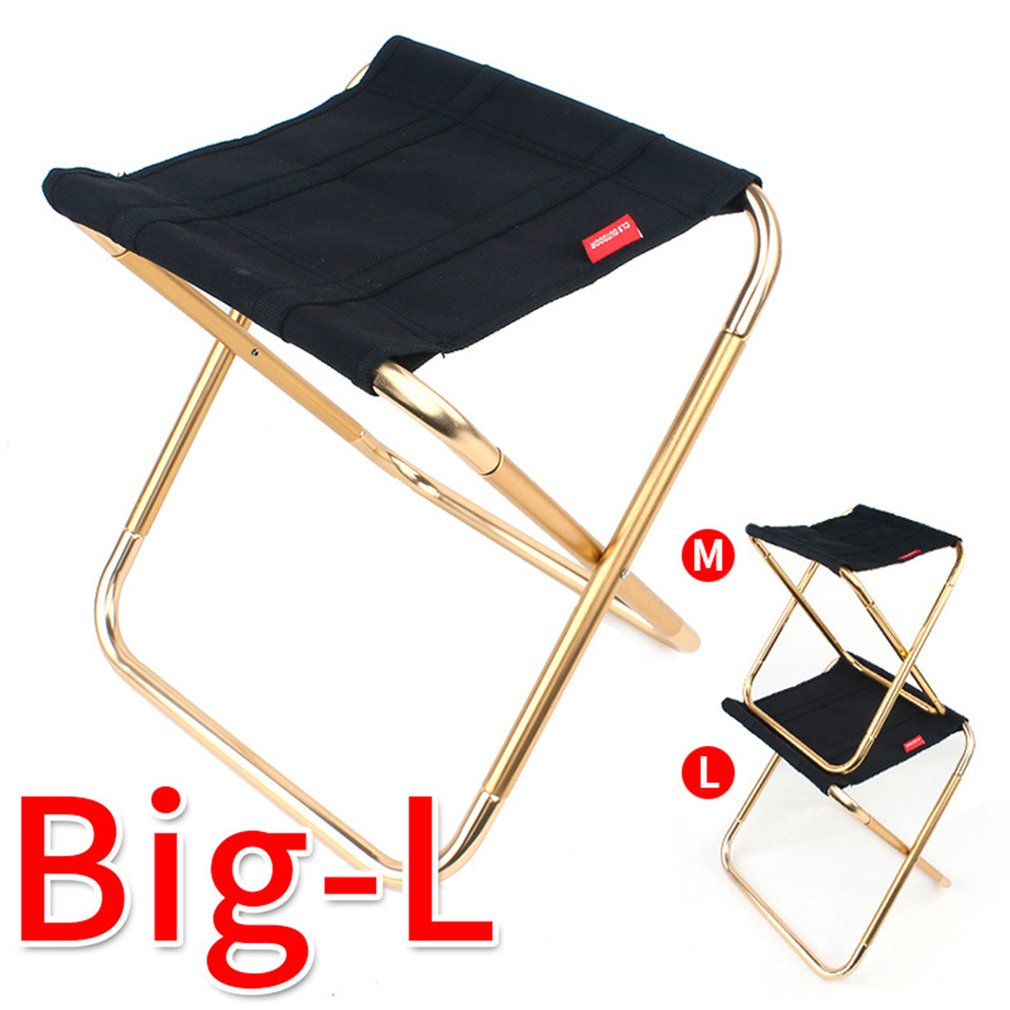 Outdoor Folding Chair 7075 Aluminum Alloy Fishing Chair Barbecue Stool Black Small