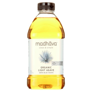 Madhava Organic Light Agave, 100% Blue Agave Sweetener Sugar Substitute, Shelf-Stable, 46 oz Bottle