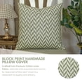 thumbnail image 2 of Fabdivine's Handmade Pillow Cover with Hand Block Print 26"X26", Farmhouse Decor, Green, Jheel, 2 of 8