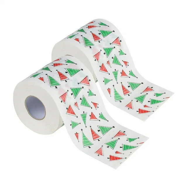 1 rollo de papel higiénico de Navidad, tema de Festival, pulpa de madera impresa, papel higiénico, regalos festivos, rollo de decoración de renos de Papá Noel, suministro