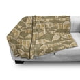 thumbnail image 3 of Retro Soft Flannel Fleece Throw Blanket, Hand Drawn Village Town Houses Pattern with Pyramidal Roofs, Cozy Plush for Indoor and Outdoor Use, 50" x 60", Reseda Green Sand Brown, by Ambesonne, 3 of 6