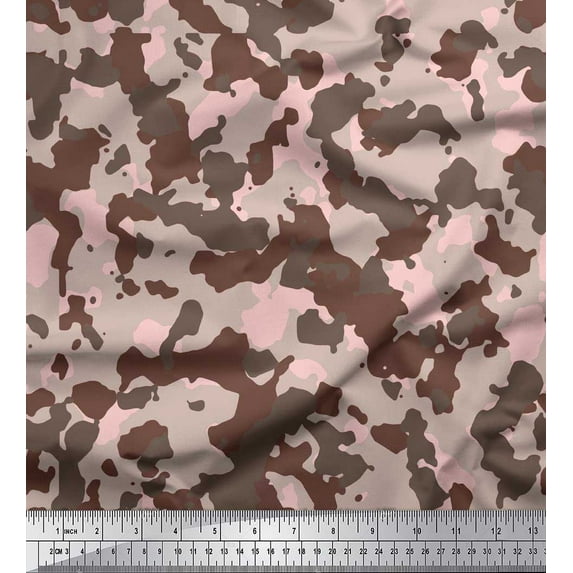 Soimoi Rayon Fabric Two Tone With Grey Camouflage Print Fabric by Yard 56 Inch Wide