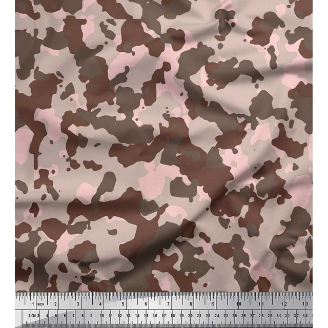 Soimoi Rayon Fabric Two Tone With Grey Camouflage Print Fabric by Yard 56 Inch Wide