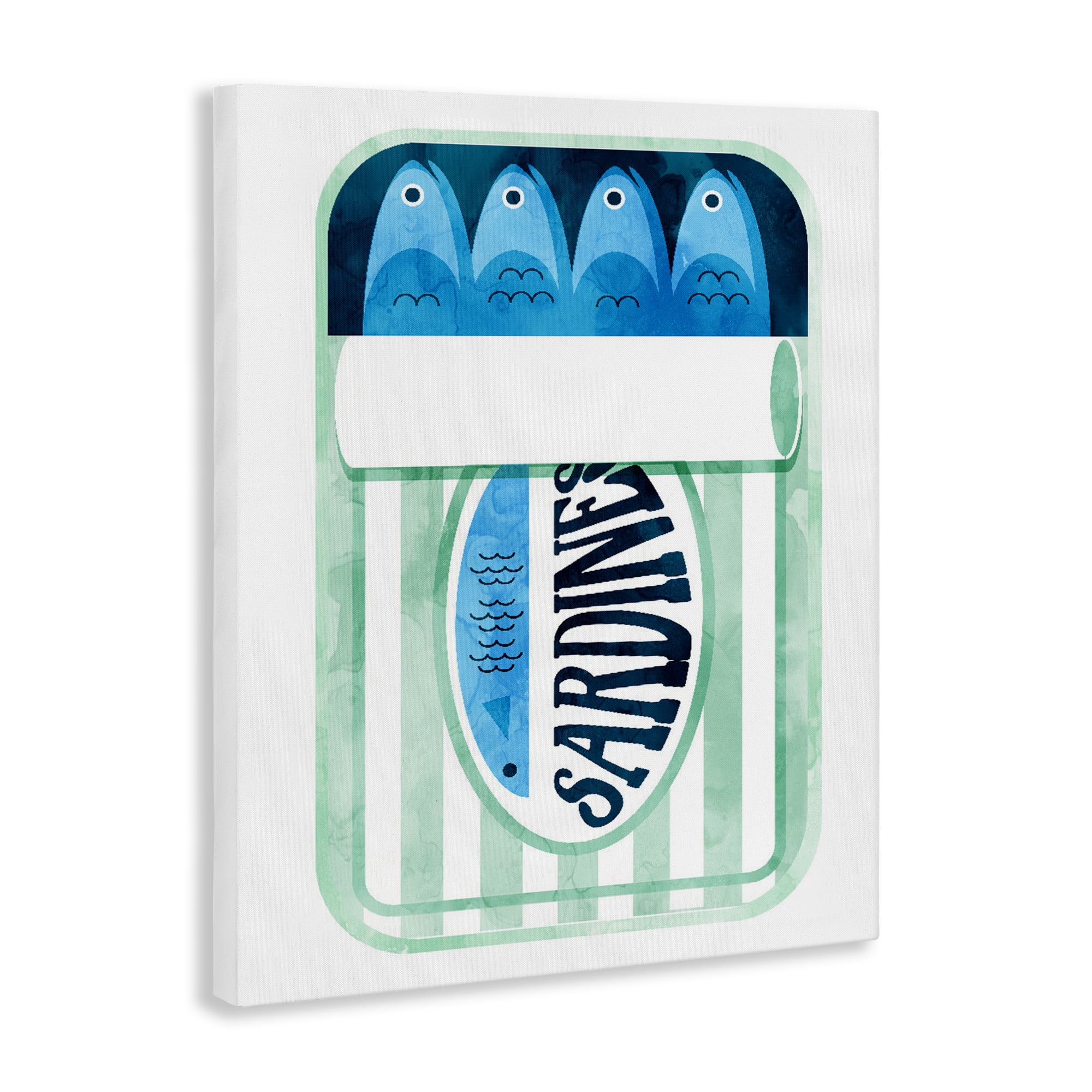Green Stripe Sardine Tin Canvas Wall Art, design by Daphne Polselli