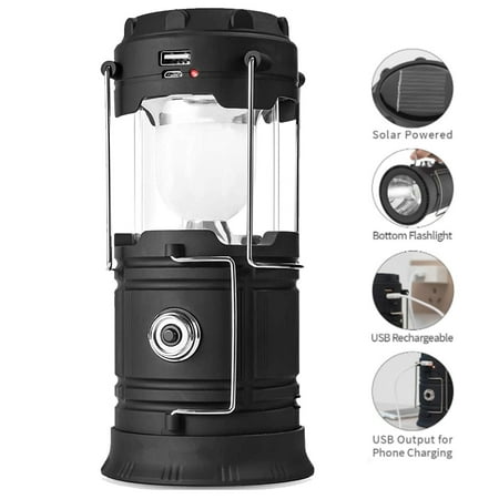 2 IN 1 Outdoor Camping Lamp, Super Bright Portable Outdoor Rechargeable Solar LED Camping Light Lantern Handheld Flashlights with USB Charger, Perfect Hiking Fishing Emergency Lights