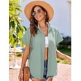 thumbnail image 4 of Zeagoo Women's Linen Blouse Short Sleeve Button Down Shirts 100% Cotton Collared Summer Short Sleeve Blouses Tops, 4 of 7