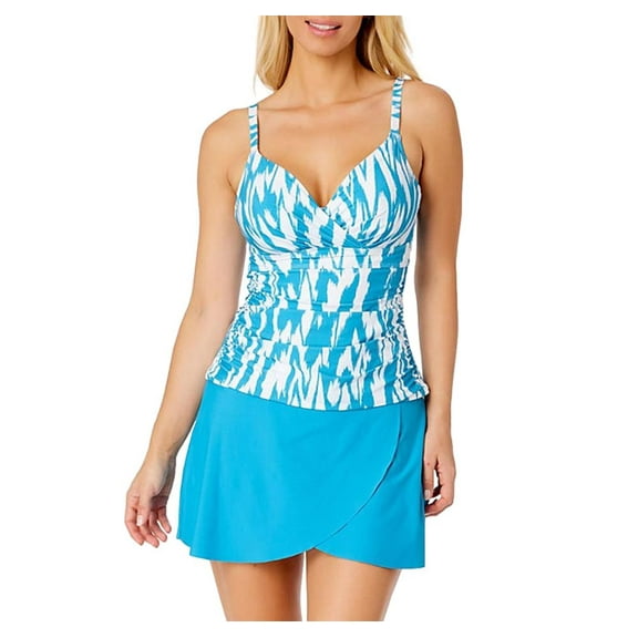 Anne Cole Women's Limited Edition Tankini in Turquoise White Size Large