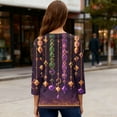 thumbnail image 5 of Resicozy Mardi Gras Shirts for Women 2026 Mask Graphic Tees 3/4 Length Sleeve Fashion Carnival Party Blouse Crewneck Pullover Top Purple S, 5 of 5