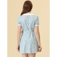 thumbnail image 4 of INSPIRE CHIC Robe Florale pour Femmes Col Pointu Boutonnée Ceinturée Robes d'Été Bleues m, 4 of 5
