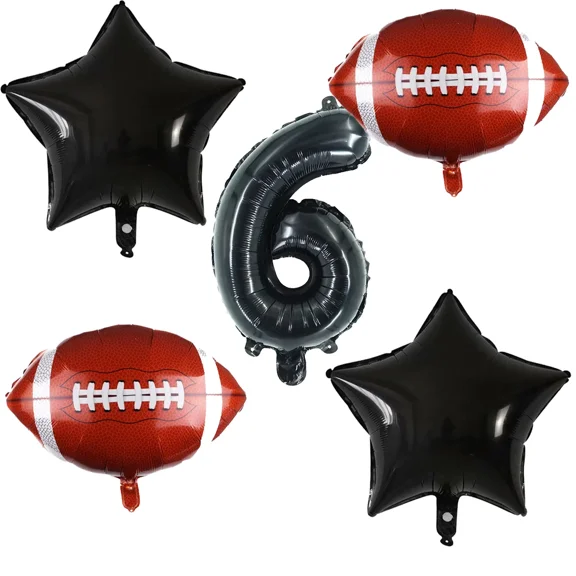 VAULT- Number 6 Football Party Balloons Black Red 6Th Birthday Balloons