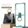 thumbnail image 6 of Galaxy Z Flip 6 Case, TECH CIRCLE Clear Crystal with Ring Stand Holder, Anti-Fall Slim Shockproof Protective Phone Cover Case for Samsung Galaxy Z Flip 6 2024,Green, 6 of 8