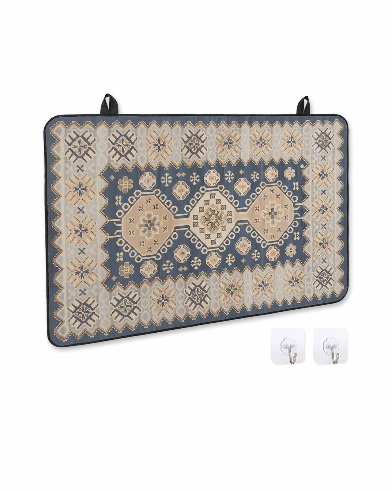 nqOlkjepod Large Induction Cooktop Protector Mat 24"x21", Blue Beige Geometric Stove Top Covers for Electric Stove, Southwest Ethnic Modern Decorative Stove Burner Cover Mats, Glass Top Stove Cover