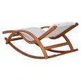 thumbnail image 3 of Outdoor Cedar Wood Rocking Patio Lounge Daybed with White Textilene Fabric & Canopy, 3 of 8