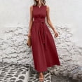 thumbnail image 2 of XuJwPNcy Dresses for Women Sleeveless Tie Front Aline Dress Round Neck Thin Maxi Dresses Ladies Summer Comfortable Clothes, 2 of 7
