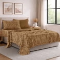 thumbnail image 3 of Lux Decor Twin 4 Piece Bed Sheet Set - Paisley Printed Microfiber Sheets, Ultra Soft, Deep Pocket, Wrinkle-Free, Breathable, OEKO-TEX Certified - Twin, Brown, 3 of 8