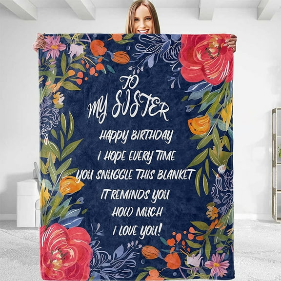 Sister Birthday Gifts Blanket, Sisters Gift from Sis, Big Little Soul Sisters Gift for Girls, to My Sister Throw Blanket for Christmas Graduation Mothers Day 60" x 50"