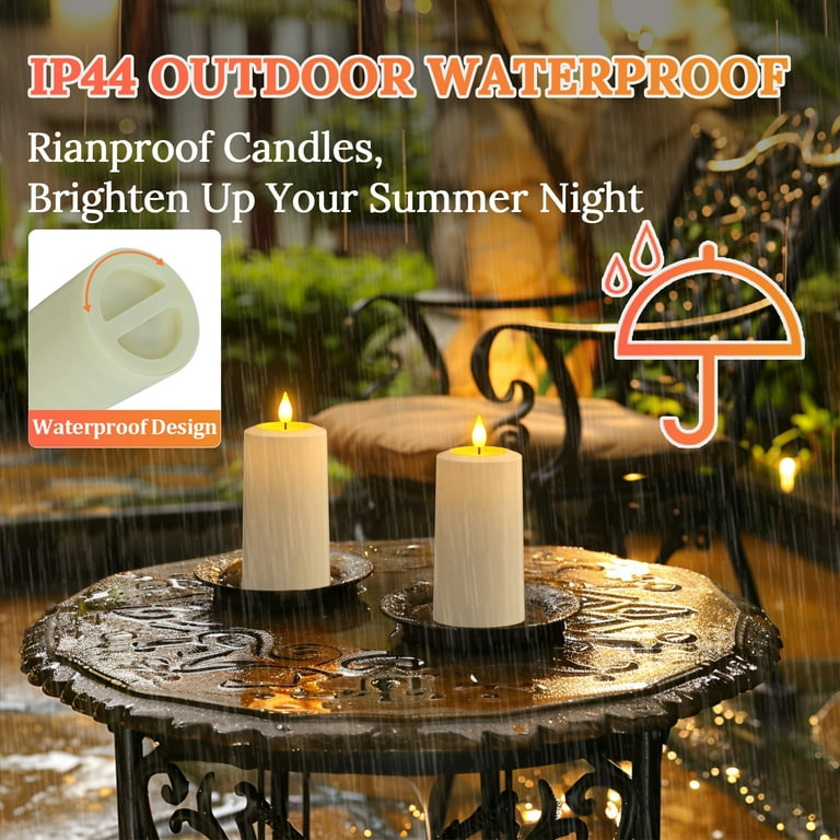PChero Outdoor Rechargeable LED Pillar Candles with Remote, 4-Pack photo 4