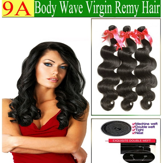 Ustar® Top Selling 9A BODY WAVE Curly Hair Weave Extensions 100% Human Remy Virgin Hair Color Natural Black #1B