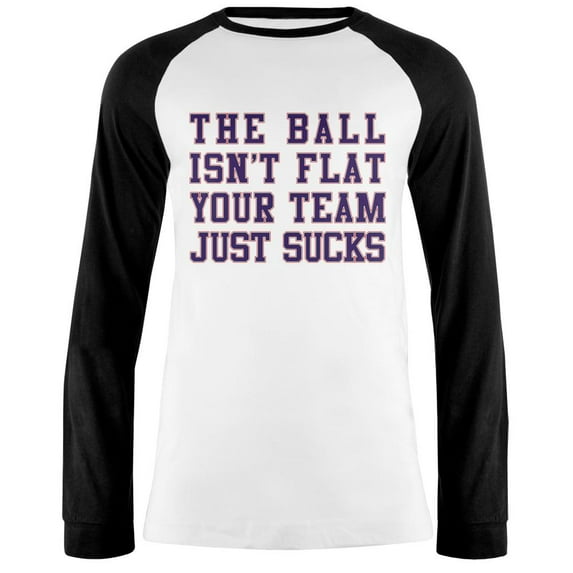 Deflategate Your Team Sucks Mens Long Sleeve Raglan T Shirt White-Black LG