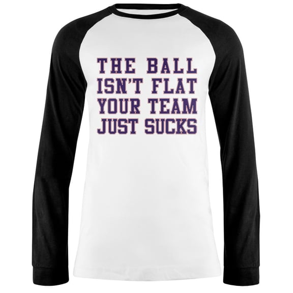 Deflategate Your Team Sucks Mens Long Sleeve Raglan T Shirt White-Black LG