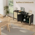 thumbnail image 3 of Brafabhome Sideboard Storage Cabinet with Rattan Decorated Doors, 6 Doors Buffet Cabinet with Storage Shelf for Living Room, Dining Room, Entryway, Kitchen | Black+Natural, 3 of 7