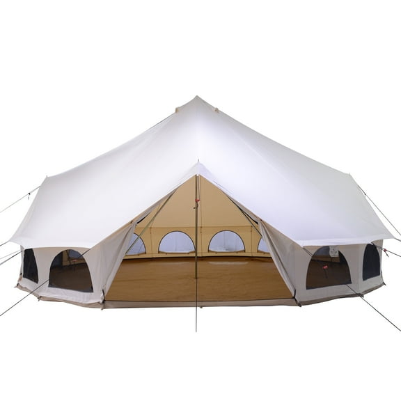 White Duck Outdoors Avalon Optimus Canvas Bell Tent (23') - Water Repellent - All Season Tent w/Stove Jack, Maximum Occupancy 12 People