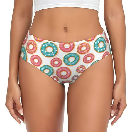 Blue Pink Donuts Print Womens Briefs Underwear  No Show Seamless Underwear for Women  Soft Stretch Women s Panties  Classic Hipster Panties Bikini Underwear Briefs for Ladies