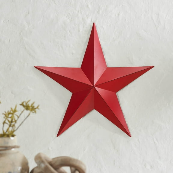 VHC Brands Patriotic Metal Star Distressed 18x18, Independence Day Decor, Decorative Wall Hanging, Rustic Farmhouse Decorations, Barn Red, Black