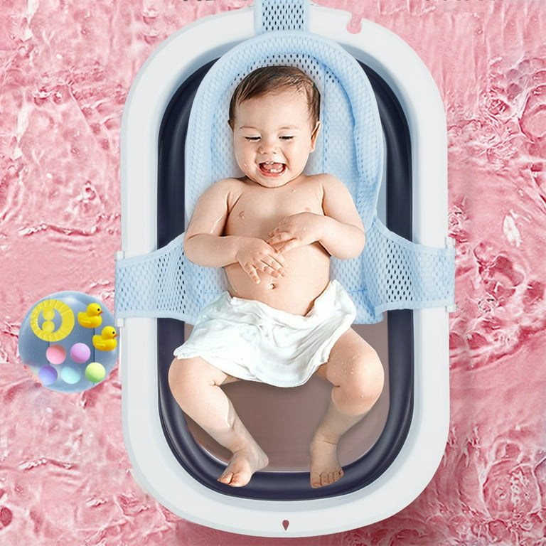 XUDREZ 31 Foldable Baby Bathtub Travel Bathtub Newborn Tub with Support Baby Bath Seat Shower Mat to Recline or Sit up for 0 6Y Infants and